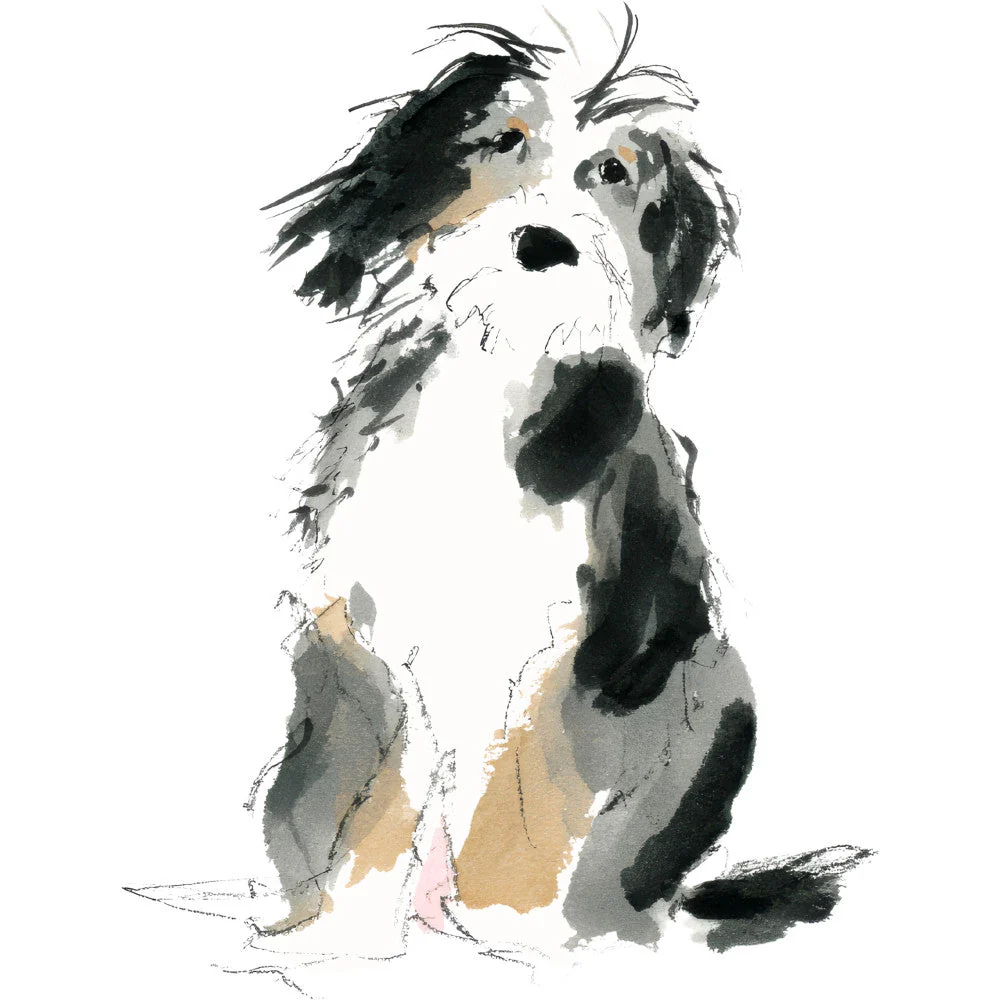 Handdrawn Doodle Dog Fabric Panel 34