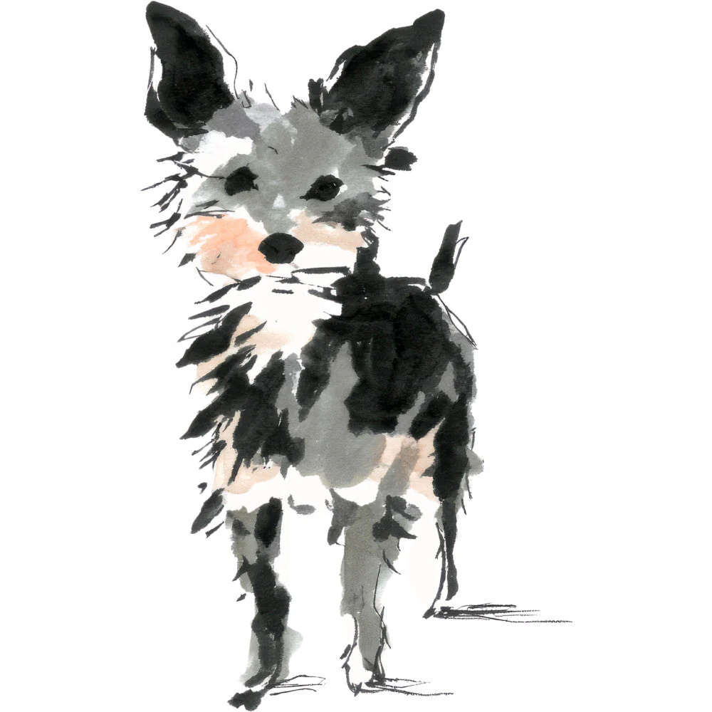Handdrawn Doodle Dog Fabric Panel 52