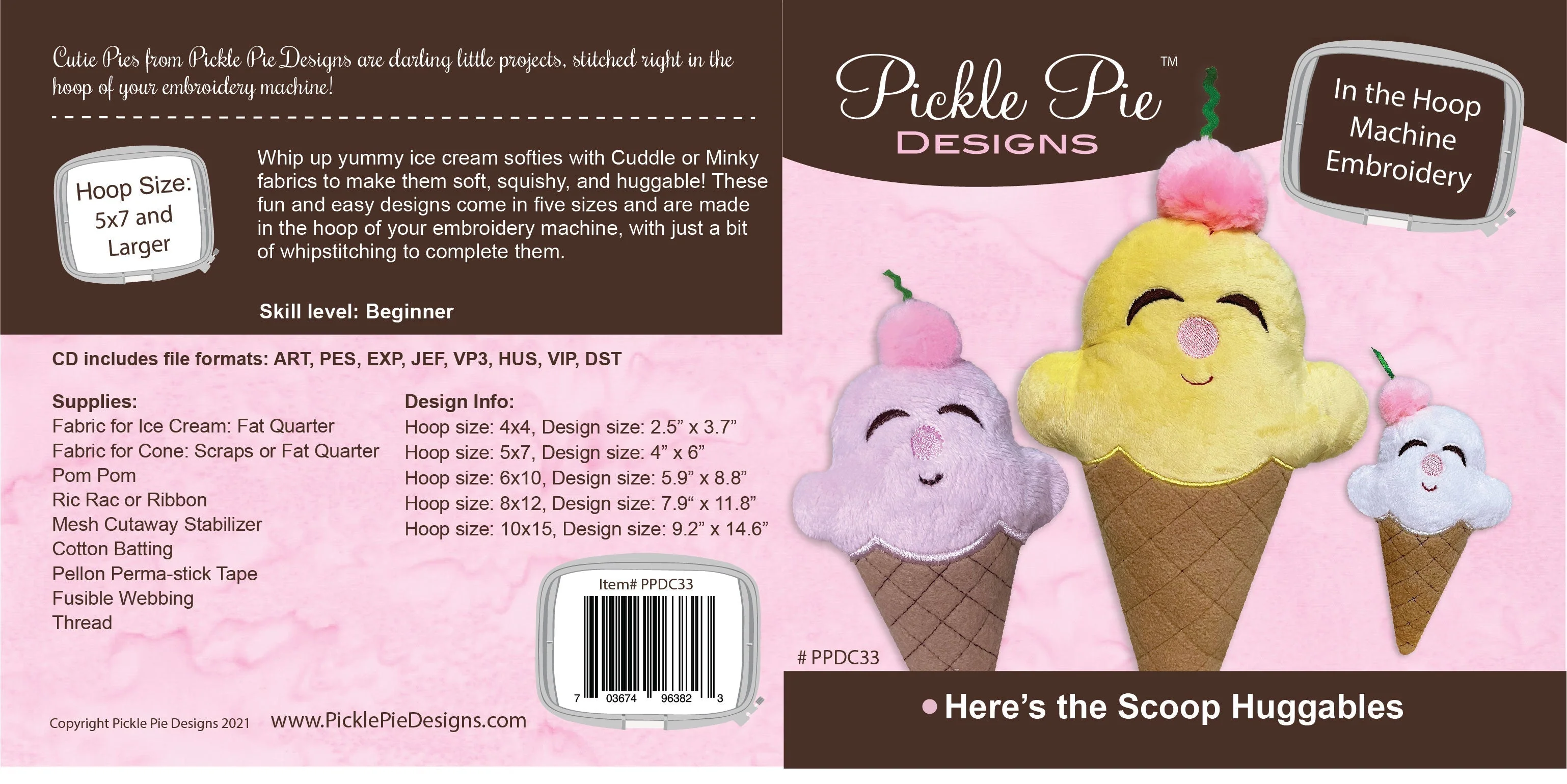 Here's the Scoop Huggables In the Hoop Embroidery Design Collection