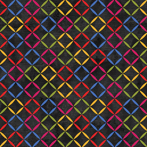 Inspired Blooms - Chalk Lattice - Black 44" / 45" Fabric Per Yard
