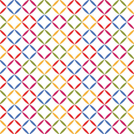 Inspired Blooms - Chalk Lattice - White 44" / 45" Fabric Per Yard