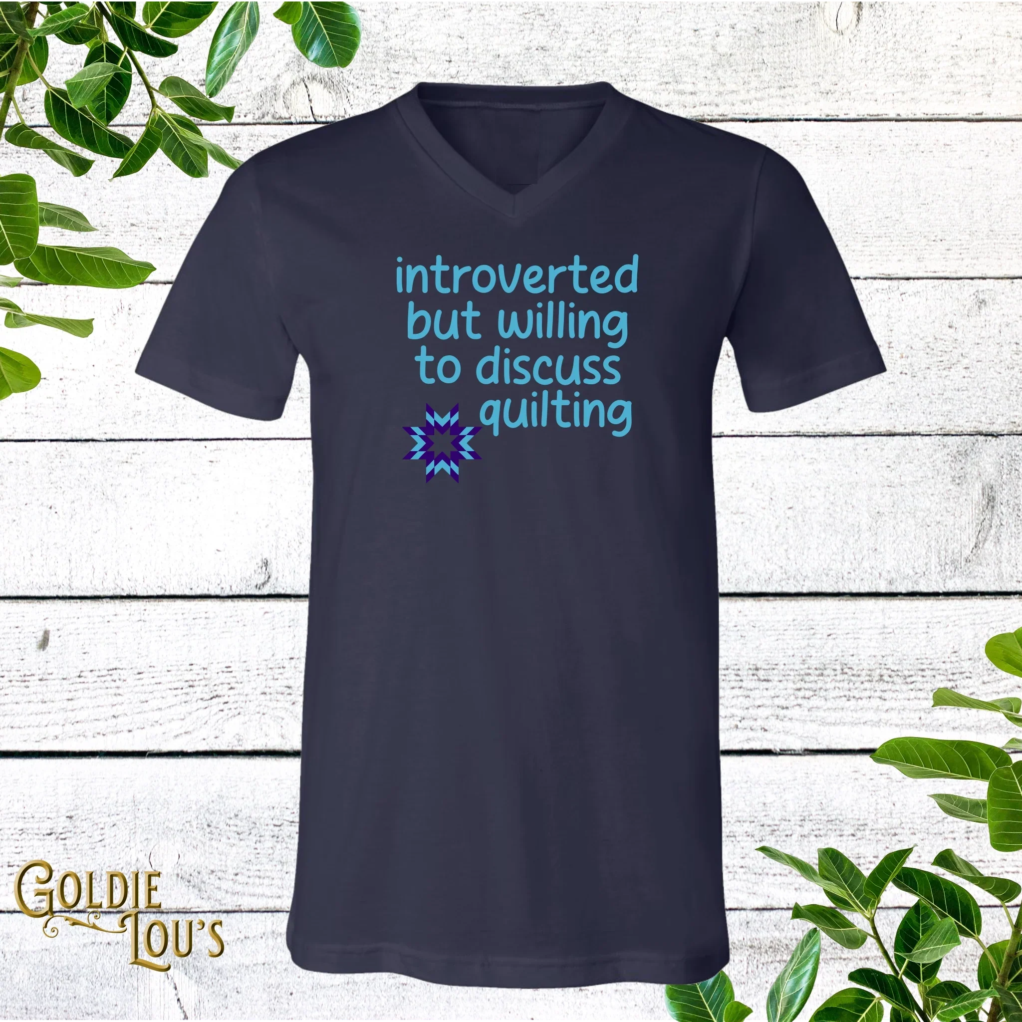Introverted Quilter V-Neck T-shirt