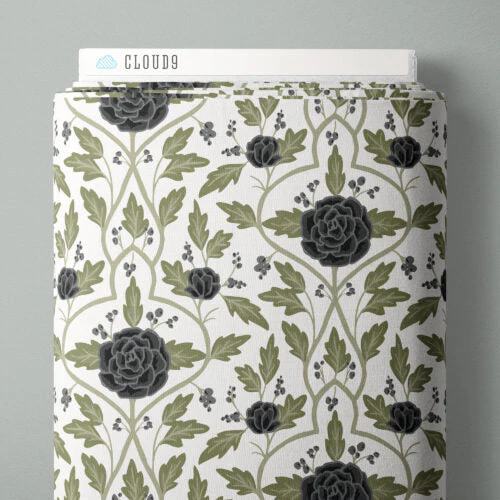 Ivory Evening Arbor 44"/45" Cotton Fabric Per Yard