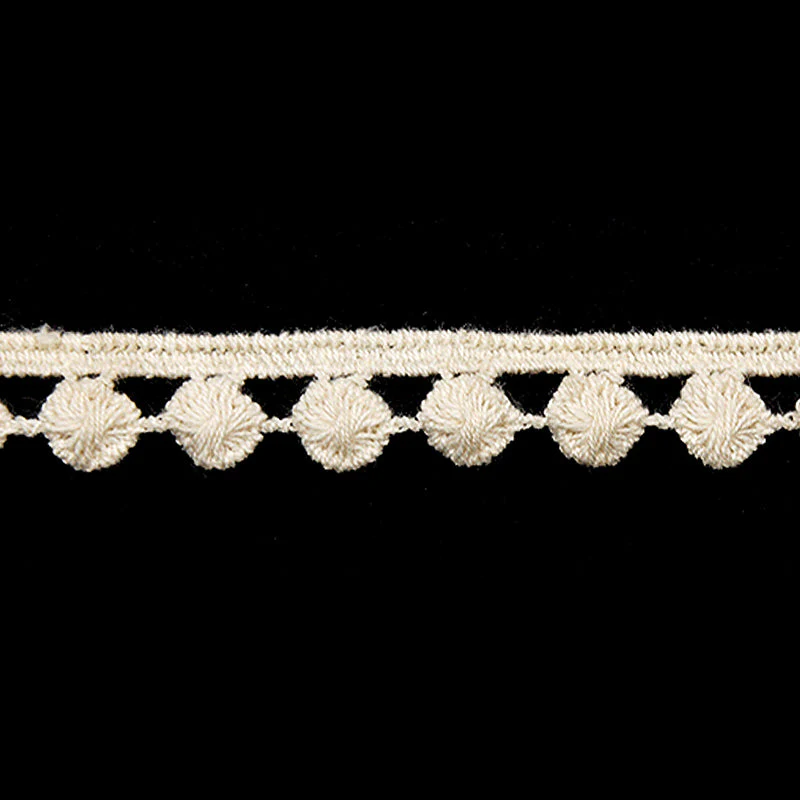 Ivory Pom Pom Scallop Lace Trim, 1.38-inch X 5 Yards – Decorative Fringe Lace for Sewing, Crafts & Home Décor