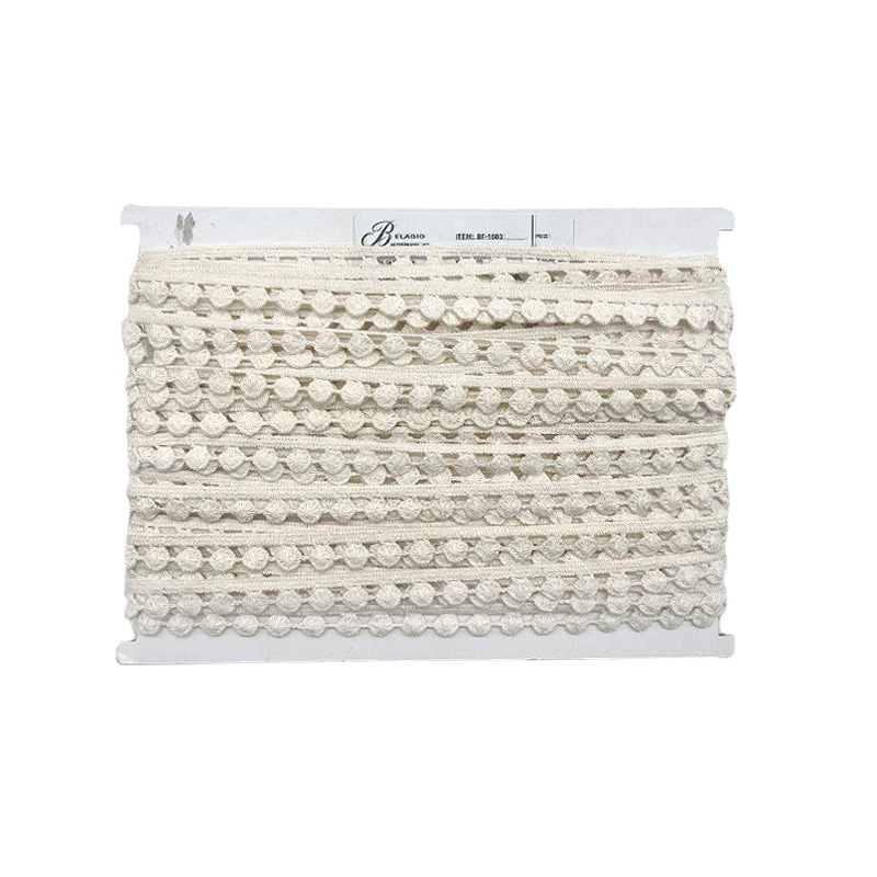 Ivory Pom Pom Scallop Lace Trim, 1.38-inch X 5 Yards – Decorative Fringe Lace for Sewing, Crafts & Home Décor - Image 2