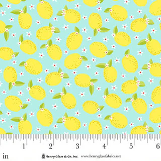 Jubilee Blue Medium Lemons Cotton 44" / 45" Fabric per yard