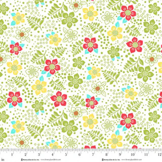 Jubilee Multi Green Fun Flower Cotton 44" / 45" Fabric per yard
