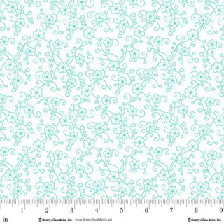 Jubilee White And Blue Linear Floral Cotton 44" / 45" Fabric per yard