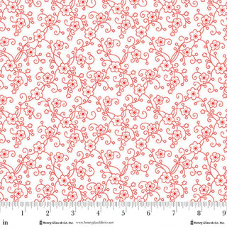 Jubilee White And Red Linear Floral Cotton 44" / 45" Fabric per yard