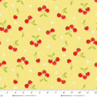 Jubilee Yellow All Over Cherries Cotton 44" / 45" Fabric per yard