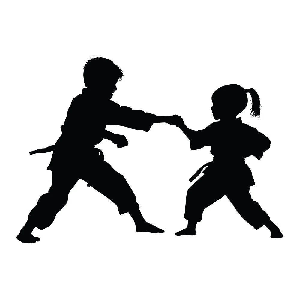 Karate Silhouette Fabric Panel 3