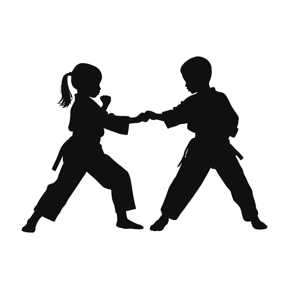 Karate Silhouette Fabric Panel 4