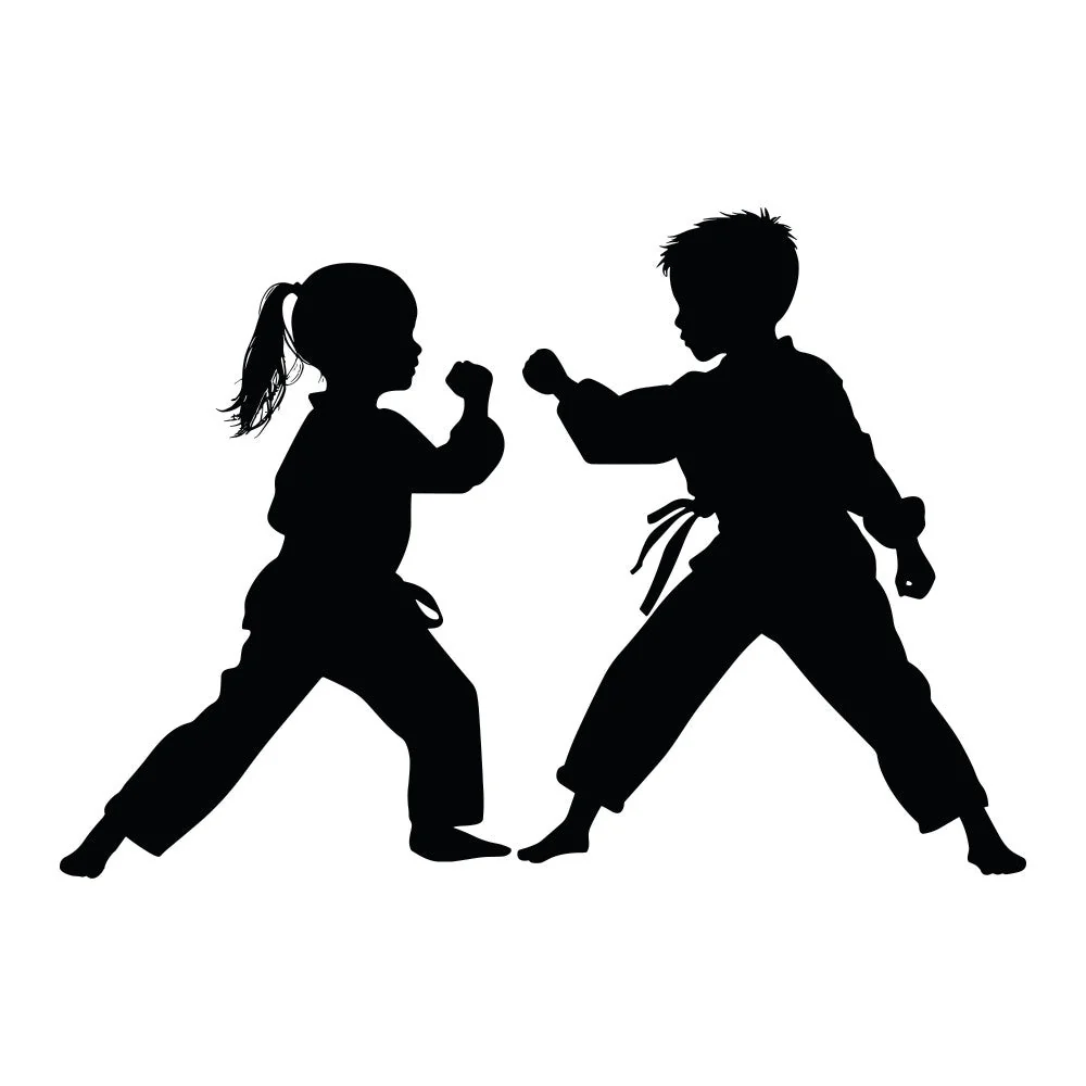 Karate Silhouette Fabric Panel 8