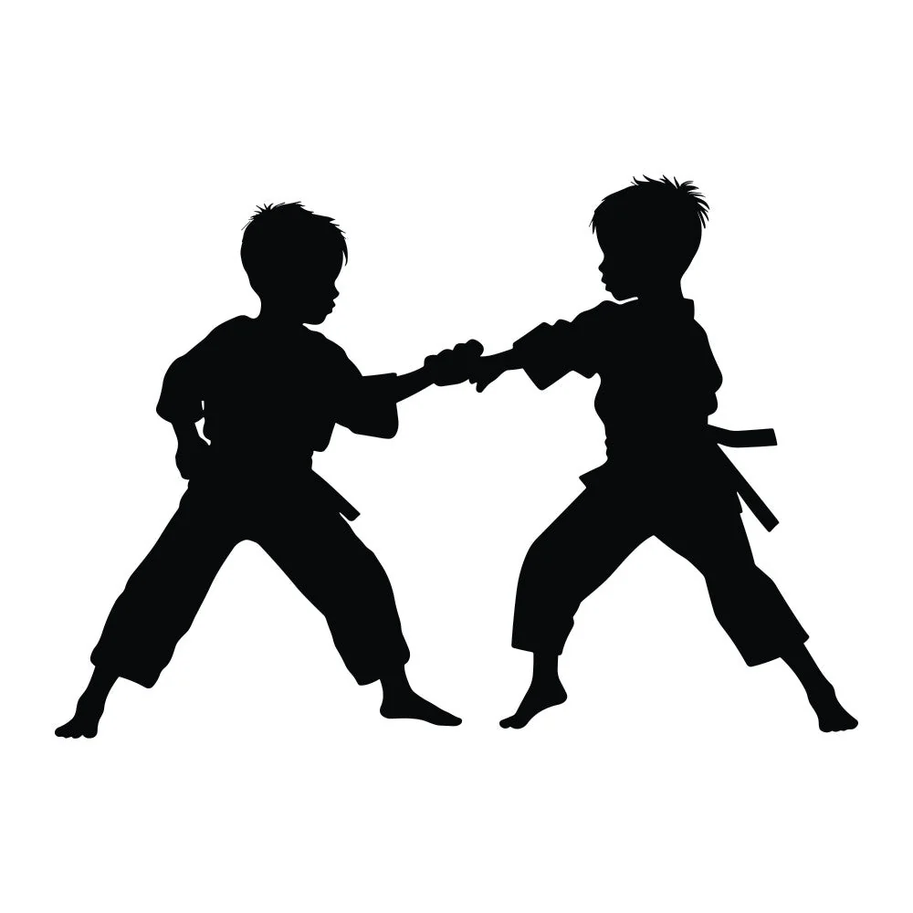 Karate Silhouette Fabric Panel 9