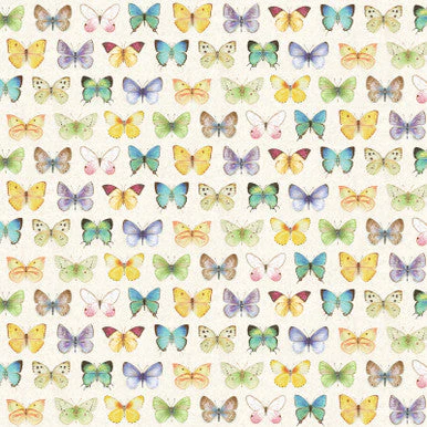 Large Butterflies - Multi Fluttering Florals Cotton 43"/44" Fabric Per Yard