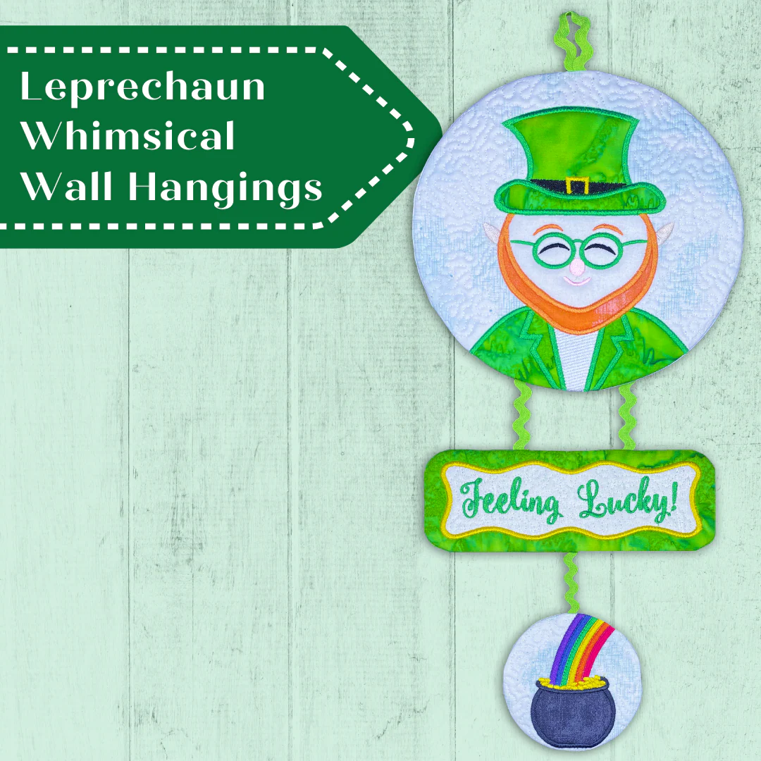 Leprechaun Whimsical Wall Hangings In the Hoop Machine Embroidery Design Set - Image 2