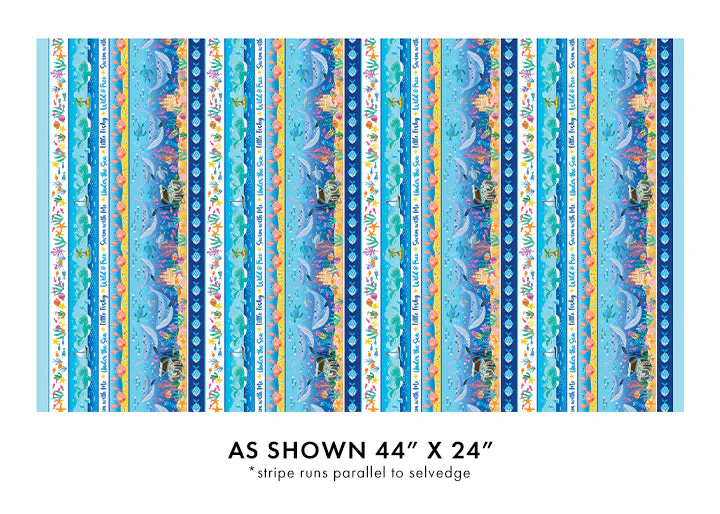 Let's Swim Stripe Multi Cotton 44"/45" Fabric Per Yard