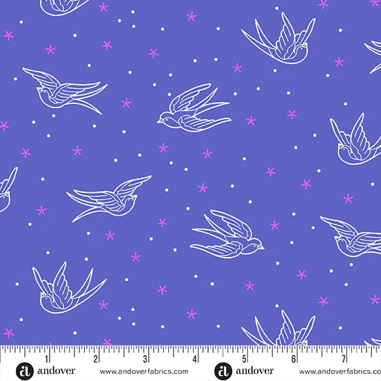 Libs Elliott Glaze Perfect Day Swallows Blue 108" Cotton Wideback Fabric per yard