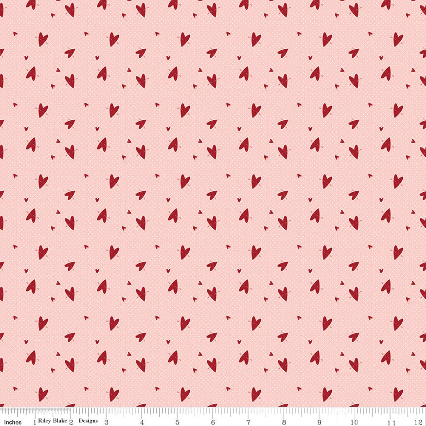 Love You Always - Hearts - Pink 44"/45" Fabric Per Yard