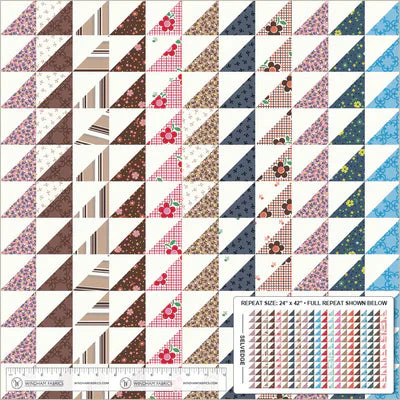 Made Easy Triangle Stripe Cheater Ivory 44"/45" Fabric per Yard