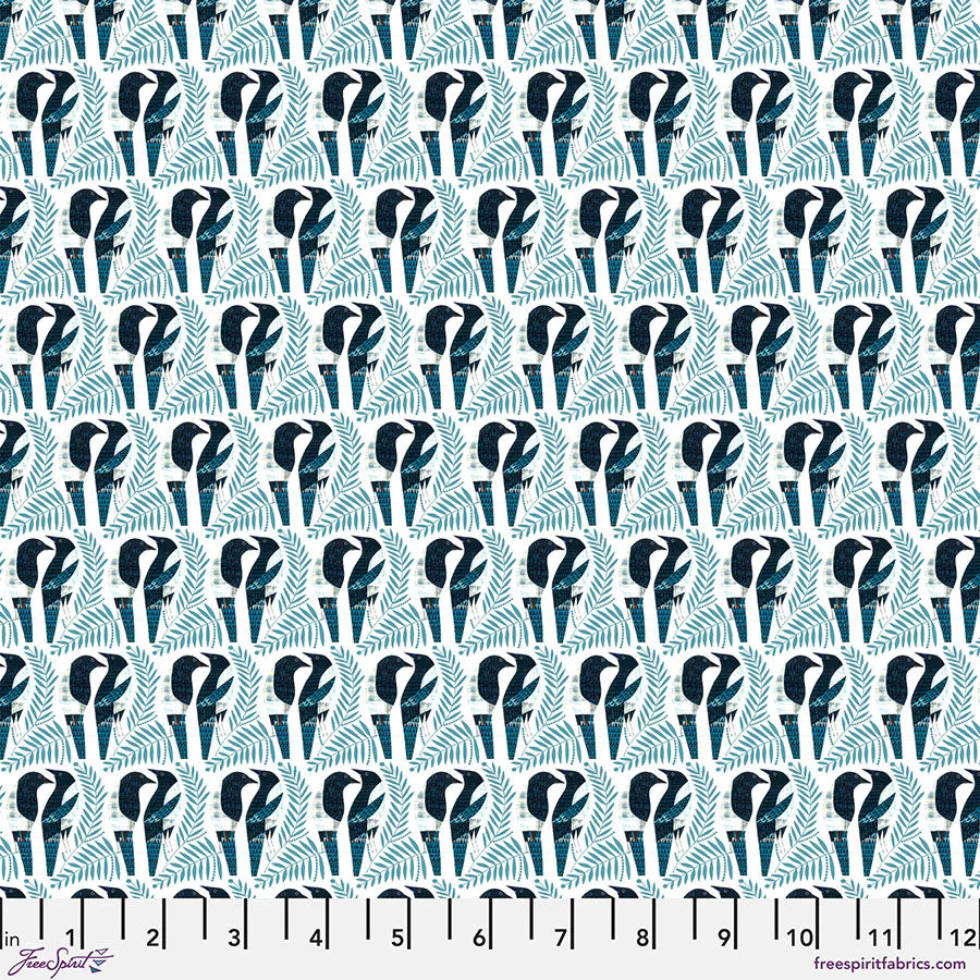 Magpies Teal Cotton 44"/45" Fabric Per Yard