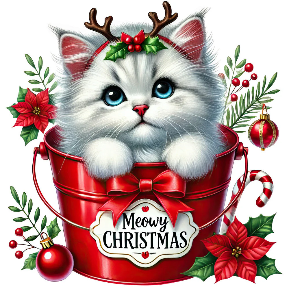 Meowy Christmas Fabric Panel 15