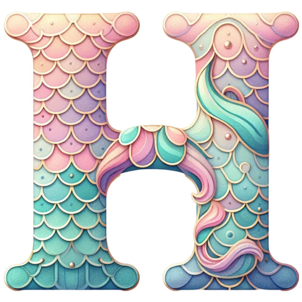 Mermaid Letter H Fabric Panel