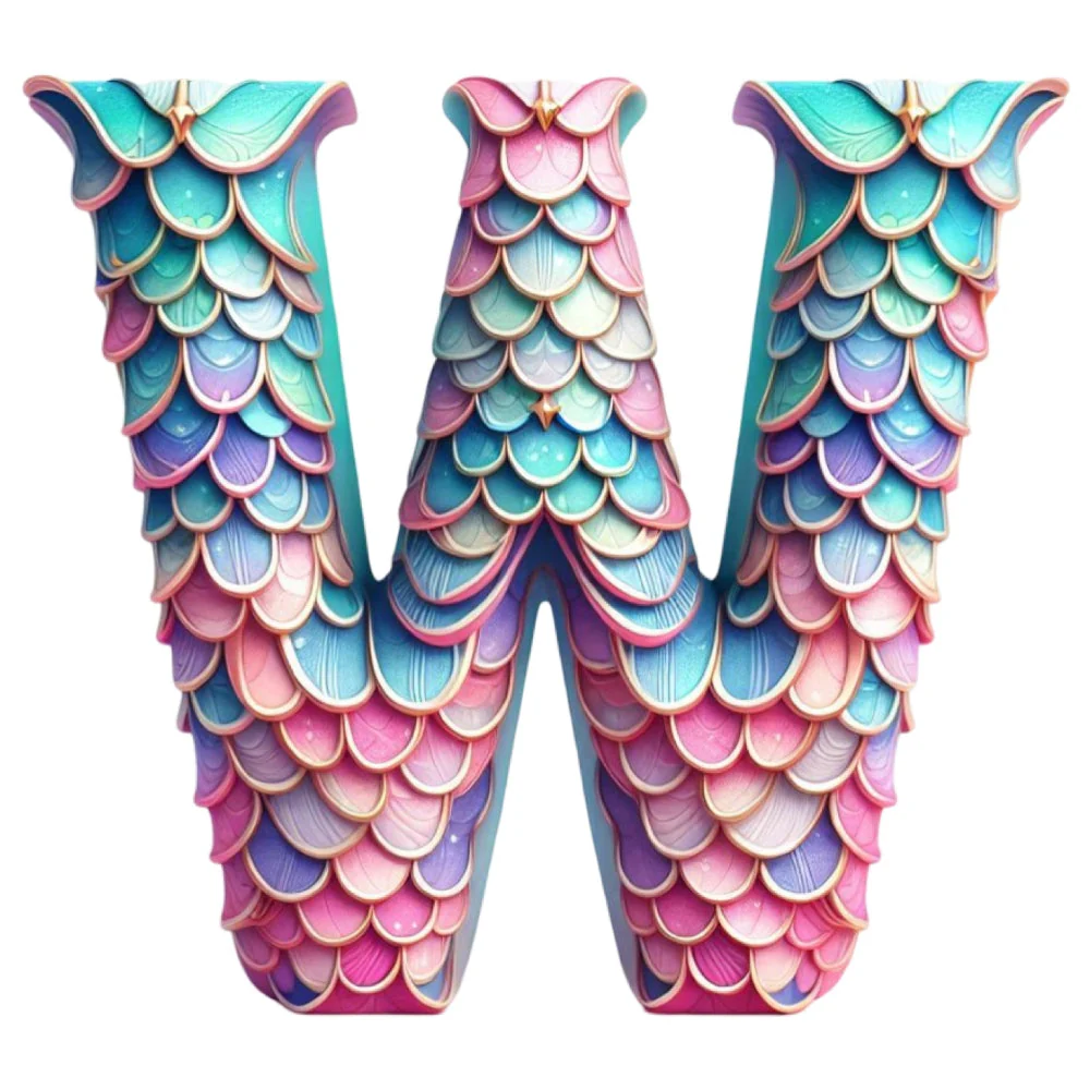 Mermaid Letter W Fabric Panel
