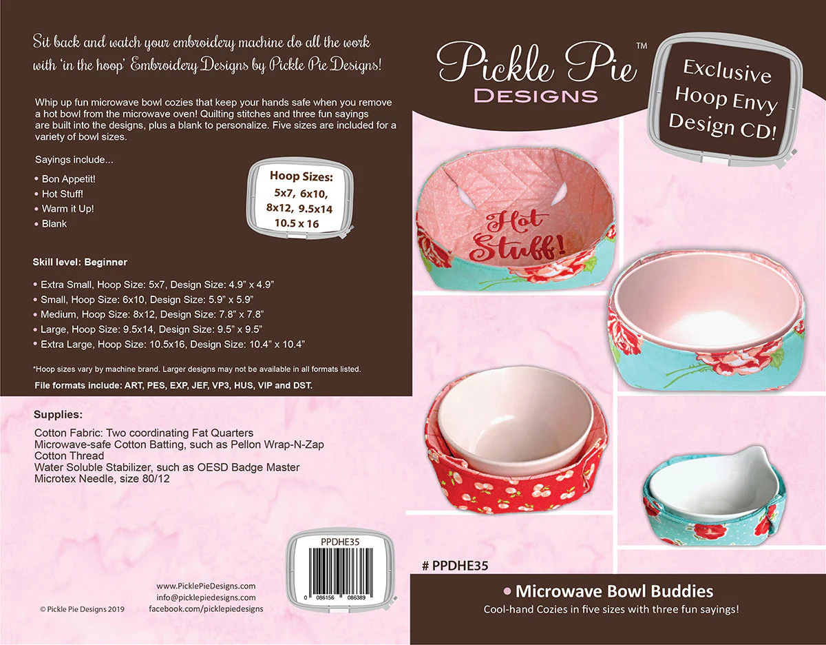 Microwave Bowl Buddies In the Hoop Embroidery Design Collection