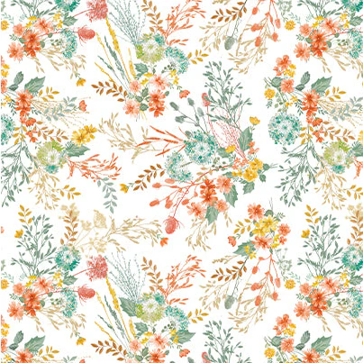 Montgomery Floral White/Multi Cotton 44"/45" Fabric Per Yard