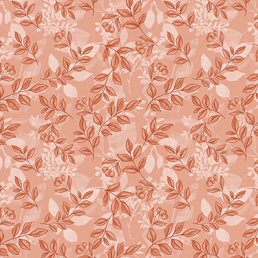 Mountain Foliage Peach Cotton 44"/45" Fabric Per Yard