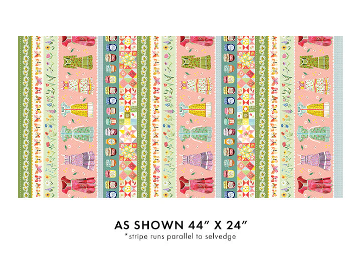 Multi A Prairie Heart Border Stipe fabric per yard