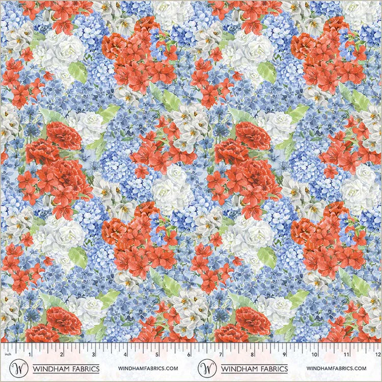 Multi America the Beautiful Flowerbed 44"/45" Cotton Fabric Per yard