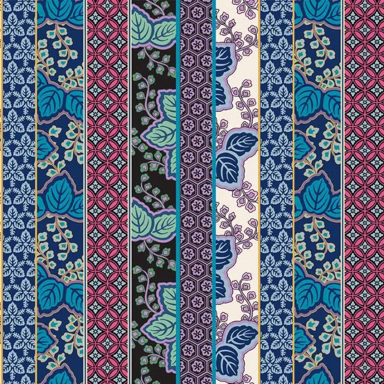 Multi Kamakura Stripe Cotton 43"/44" Fabric Per Yard