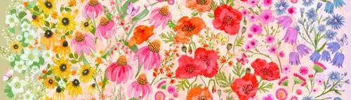 Multi Superbloom Pastel 44"/45" Fabric Per Yard