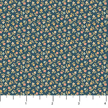 Multi Teal Manoir Antiques Road Show 44"/45" Cotton Fabric Per Yard
