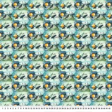 Multi Teal Raven's Call 44"/45" Cotton Fabric Per Yard