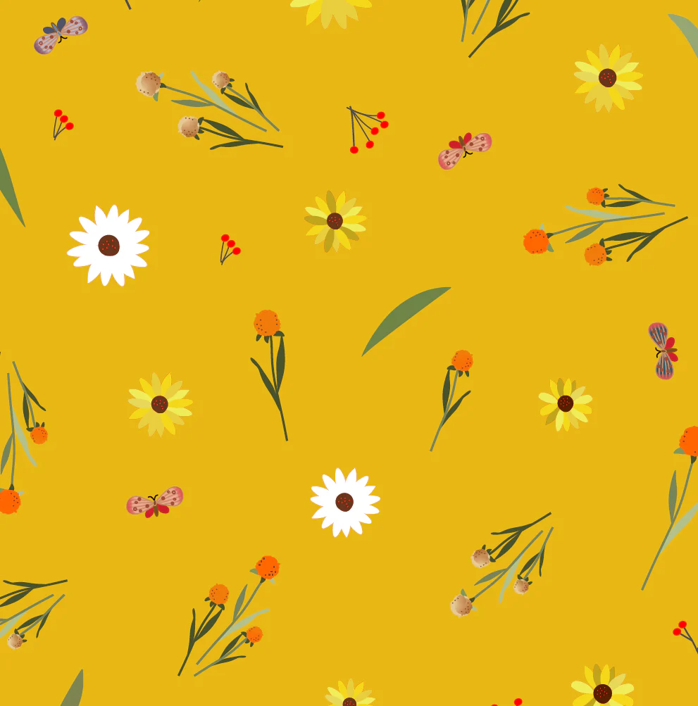 Mustard The Hill View Site 43"/44" Cotton Fabric Per Yard