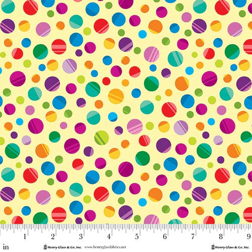 My Very Silly Monster's ABCs Yellow Multi Dots Cotton 44"/45" Fabric Per Yard