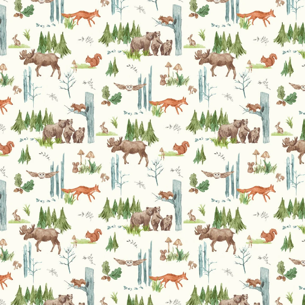 Digital Cuddle Natural Lil Pine Pals 58" - 60" Fabric per yard - Image 2