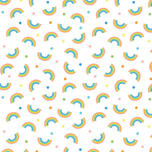 Noah's Journey - Little Rainbows - White 44" / 45" Fabric Per Yard