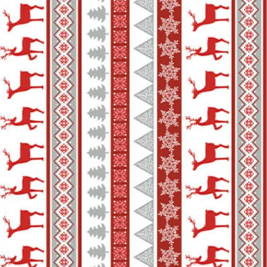 Nordic Cabin - Deer Stripe - Red 44" / 45" Fabric Per Yard