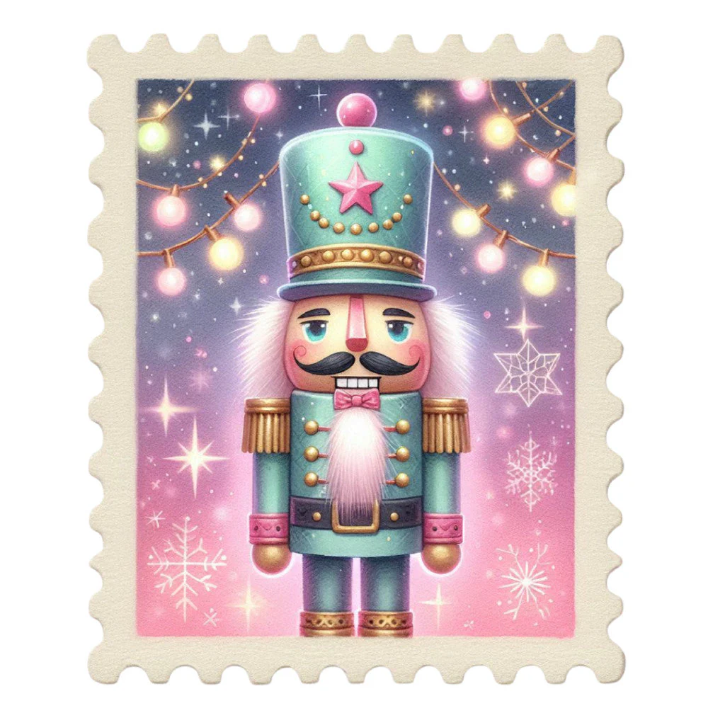 Nutcracker Postage Stamps Fabric Panel 13