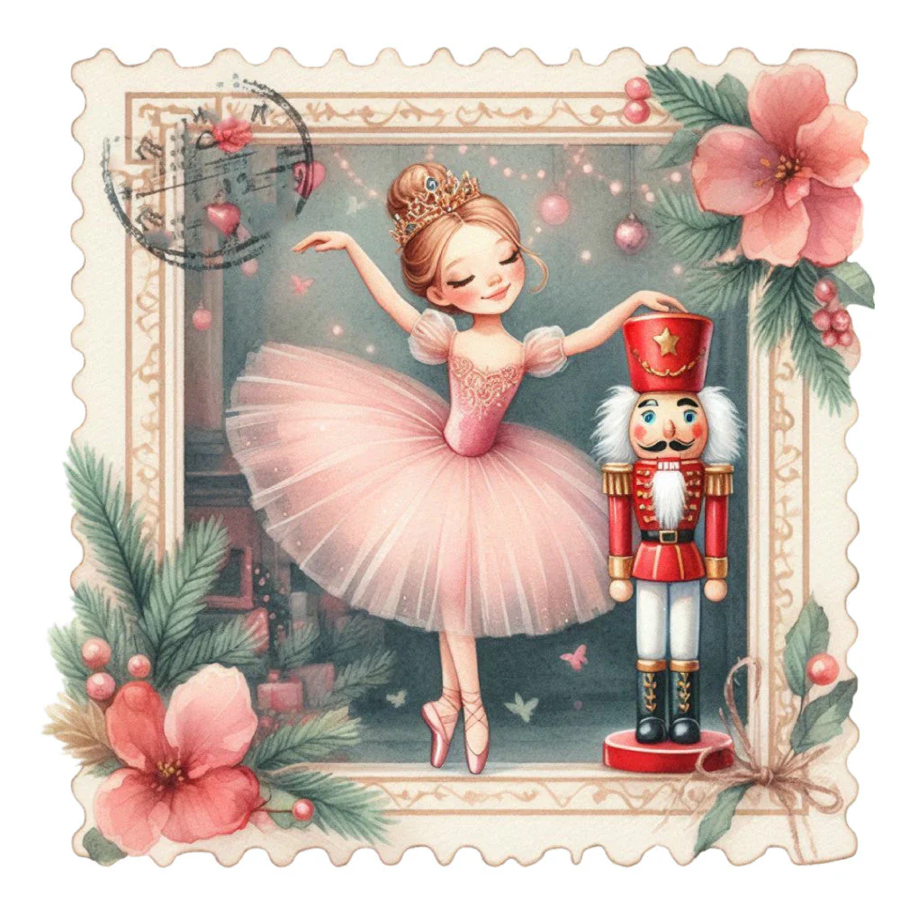 Nutcracker Postage Stamps Fabric Panel 3