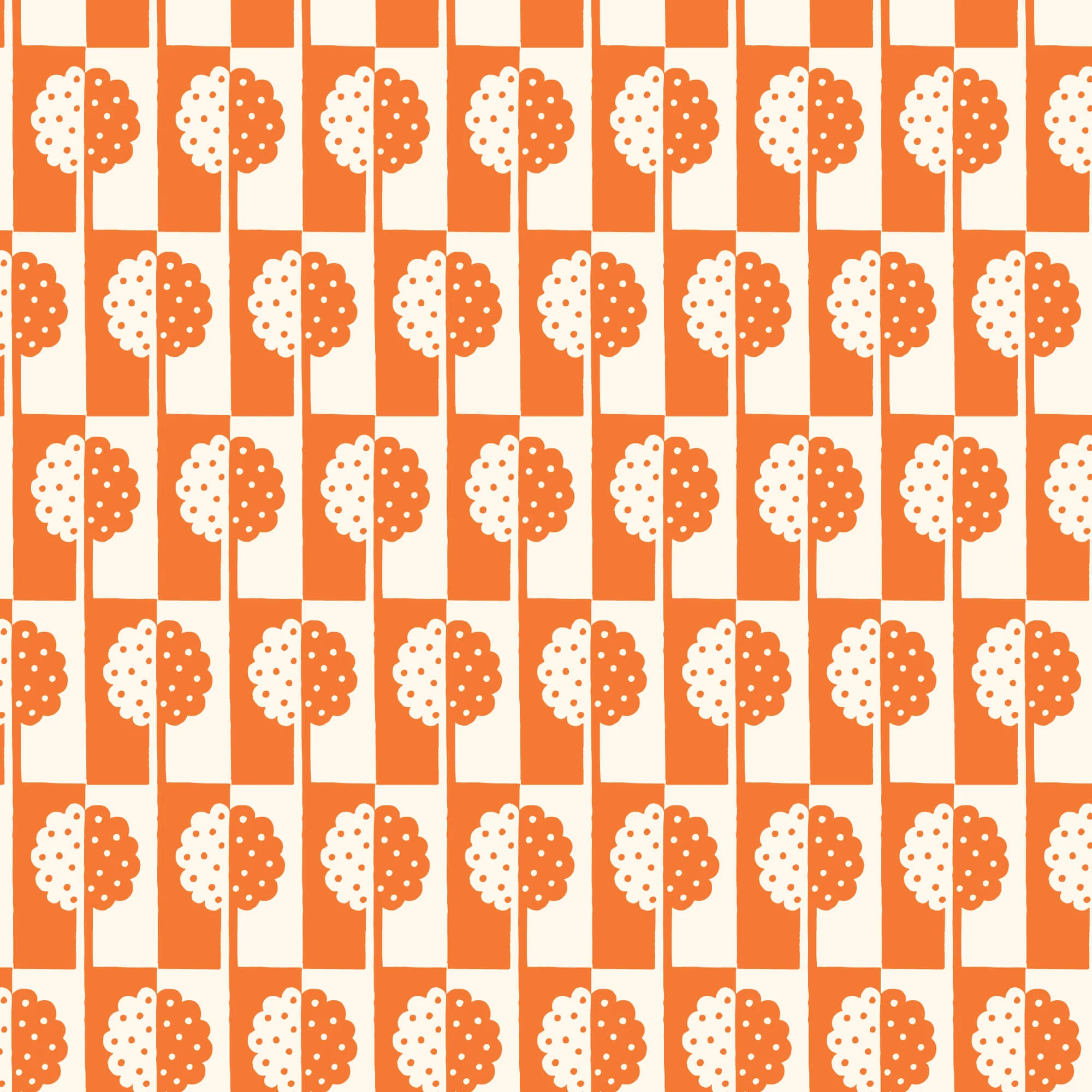 Orchard Deco - Holly Tree - Orange 44" / 45" Fabric Per Yard