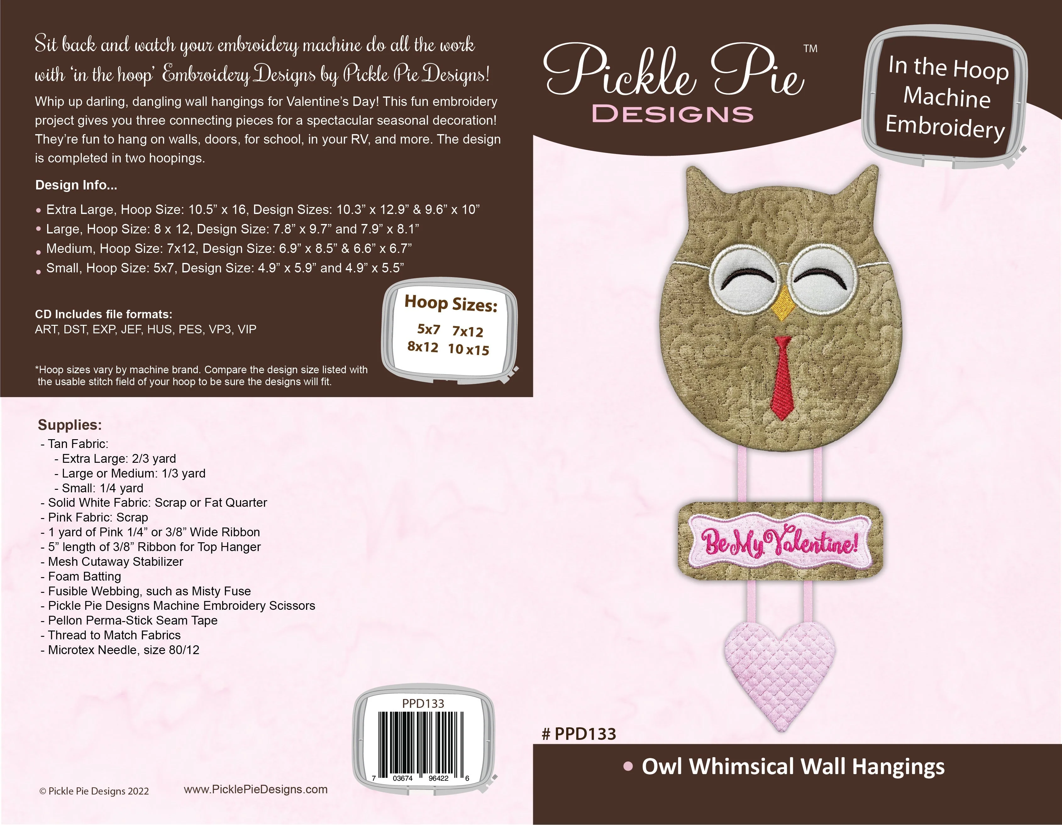 Owl Whimsical Wall Hangings In the Hoop Machine Embroidery Design Set