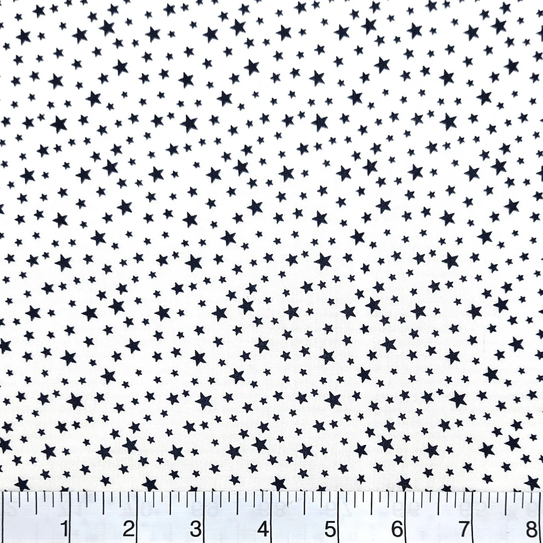 Patriotic Stars 108" Supreme Backings - Navy Stars on White Wideback Fabric Per Yard - Image 3