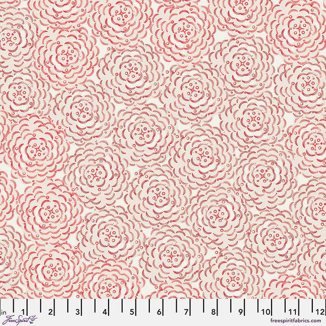Peony Red Flourish And Bloom 44"/45" Cotton Fabric Per Yard