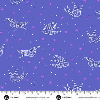 Perfect Day Swallows Blue Cotton 44"/45" Fabric Per Yard