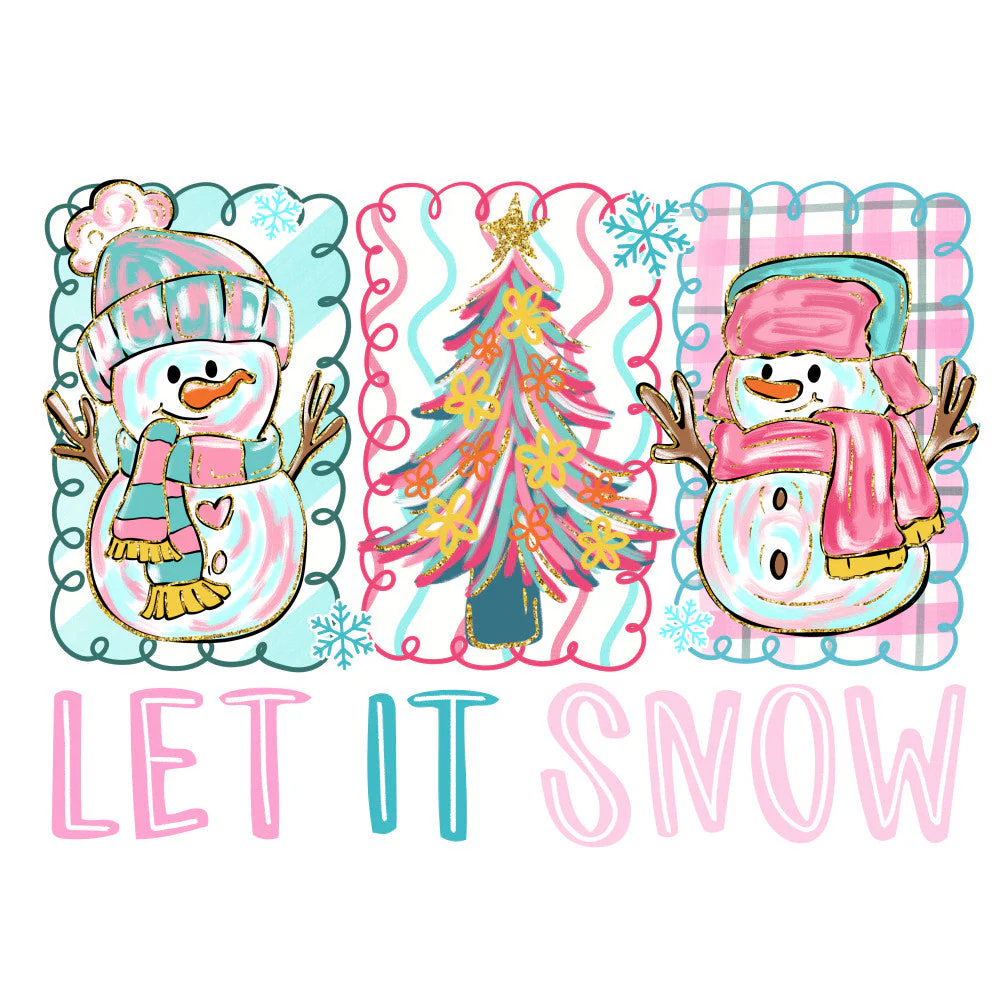 Pink Let It Snow Fabric Panel 1